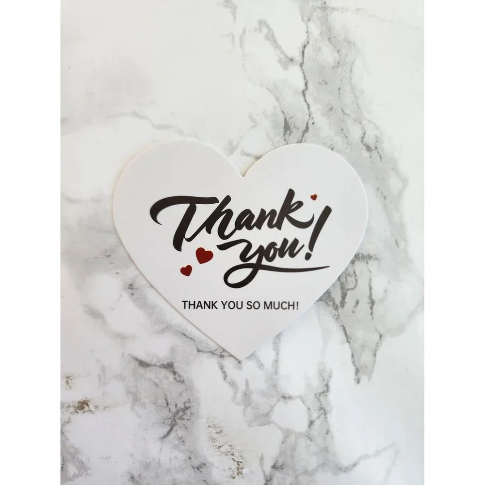 60 Assorted Heart-Shaped Thank You Cards